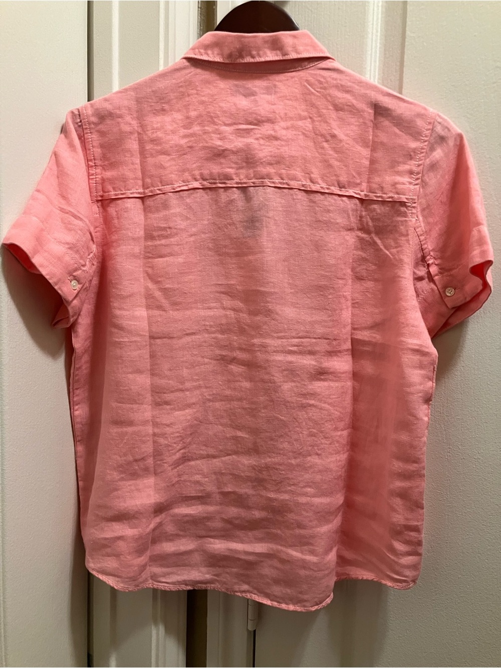 J Crew New Coral Pink Linen Polo Shirt - Picture 2 of 2